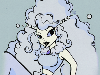 CLOW CARD RETRO - BUBBLES blue bluesky bubbles card cartoon girl retro vintage white