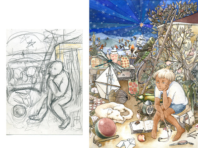 Summer Christmas Melancholy book illustration childrens book childrens illustration fairy tale illustration ink watercolor