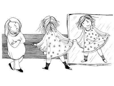 I'd like to adopt sister black and white book illustration childrens book illustration ink isolated teenager teens
