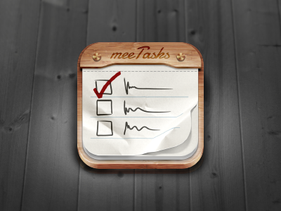 Simple Tasks iOS Icon app icon ios ipad iphone paper wood