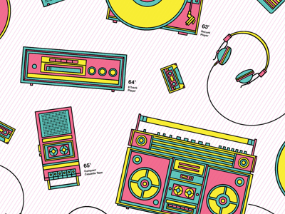 The Music Players boombox history icons infographic music players record player retro