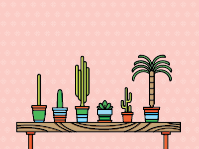 Cactus Shelf cactus flower icon illustration palm tree pattern print