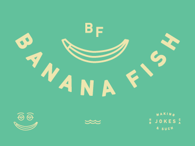 Banana Fish banana fish green ha icon logo smile type water waves