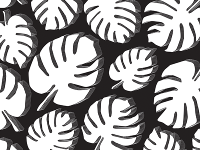 Get Leafy 3d black and white leaf pattern