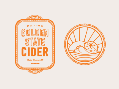 Golden State Cider brand california cider illustration logo otter type