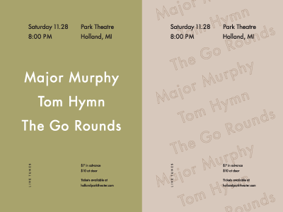 Live Tunes band green minimal music poster typography