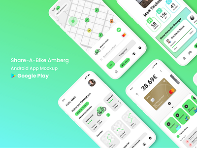 Share-A-Bike Amberg app graphic design bike map navi navigation rental