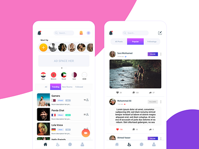 Dating & Voice Chat App With Minimal Design. adobe xd android app app chat dating datingapp design flat graphic design icon ios minimal mobile mobile ui ui ux