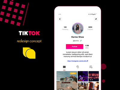 Tiktok Profile Redesign Concept adobe xd android android app app brand design branding chat dating design graphic design minimal mobile redesign concept redesigned tiktok ui ui design ux design