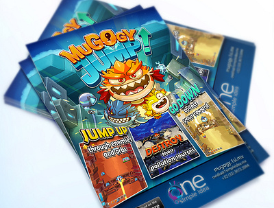 Game Cover Design on Flyers - Mugogy Jump Game branding canada flyer game art illustration logo onatario toronto vector