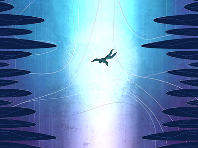 Into the Blue animation falling illustration into the blue line art magic rocks rowena sheehan sci fi short film texture