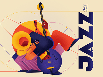 April 30th : Jazz Day character cubism design epic epic agency illustration international day jazz music texture