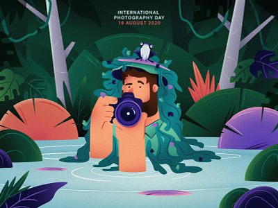 19 August : International Photography Day camera character epic epic agency frog illustration international day jungle landscape photographer photography