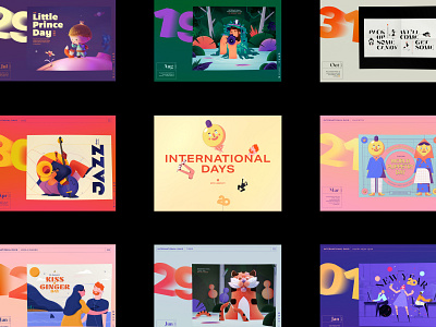 International days animation calendar design emoji epic epic agency gallery illustration international day layout month slide swipe webgl website year