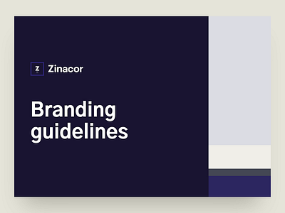 Guidelines for Zinacor beige blue branding brochure business cards corporate corporate identity grey guidelines logo minimal minimalism purple