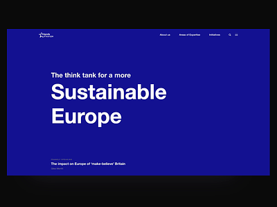 Friends of Europe animation blue content design corporate europe events grey header hero homepage menu minimal newsfeed ui ux website
