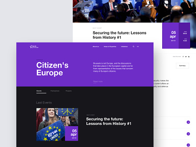 Friends of Europe - Citizen's Europe clean clean design content corporate header hero layout minimal minimalism purple ui web webdesign website website design