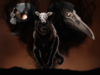 Triad animal concept art creative death design digitalart famine illustration pestilence plague doctor skull wolf