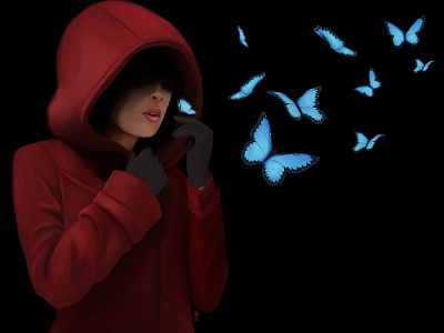 Butterflies blue butterflies butterfly character art digitalart illustration red
