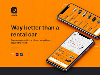 JUBER - Car rental mobile UI Kit chat feed form material message mobile ui profile sign sign in signup social ui ui kit