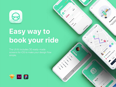 Taxi Booking App UI Kit chat feed form material message mobile ui profile sign sign in signup social taxi app taxi booking app taxi driver ui ui kit