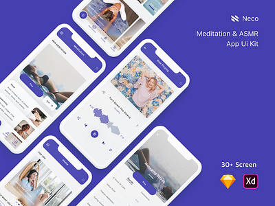 Meditation & ASMR App Ui Kit chat feed form material message mobile ui profile sign sign in signup social ui ui kit