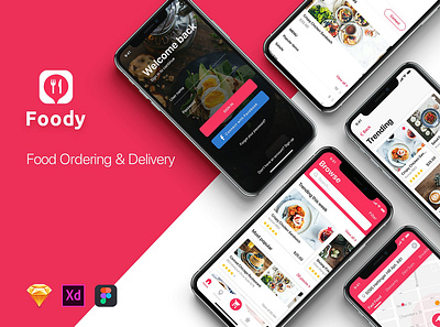 Foody - Food App UI Kit chat delivery app feed food app form material message mobile ui profile restaurant sign sign in signup social ui ui kit