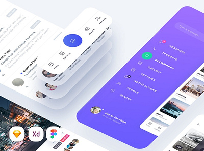 Atro Mobile UI Kit app chat feed form illustration library material message mobile mobile ui profile sign sign in system design ui ui kit ux