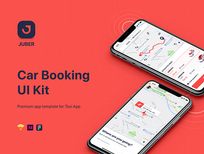 JUBER - Car Booking mobile UI Kit aber app app ui booking bundle delivery flat grab interface ios map tracking material mobile taxi ui uber ui ui kit