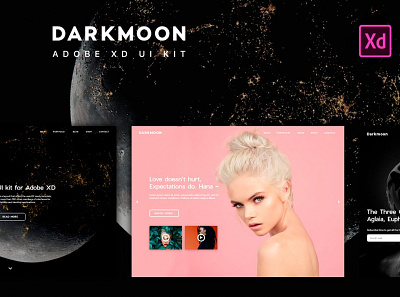 Dark moon UI Kit. UX/UI Design app chat feed form illustration library material message mobile mobile ui profile sign sign in system design ui ui kit ux