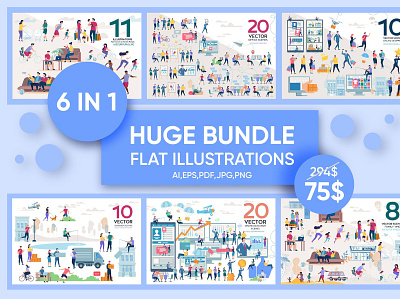 Huge Bundle Flat Illustration app chat feed form illustration library material message mobile mobile ui profile sign sign in system design ui ui kit ux