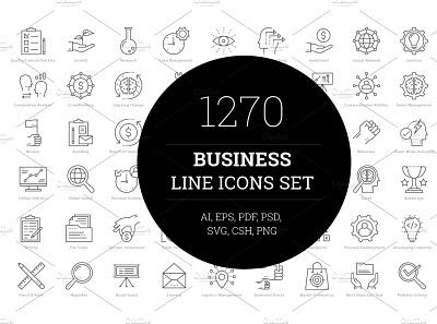 1270 Business Line Icons filled icon icon set icons icons pack line minimalist outlines stroke thin vector