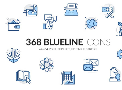 Blueline icons set filled icon icon set icons icons pack line minimalist outlines stroke thin vector