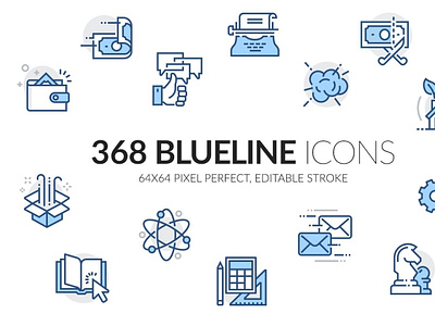Blueline icons set