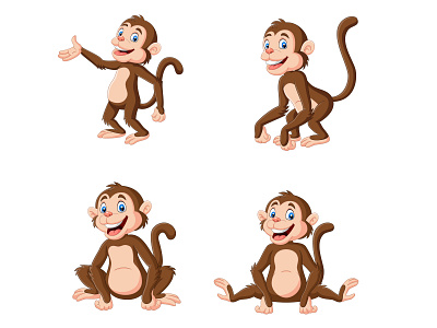 Cartoon monkeys collection adobe illustrator animal ape cartoon artist cartoon character cartoon illustration cartoonist chimp chimpanzee design graphics graphic designer illustrator mascot design monkey vector illustration vector artist