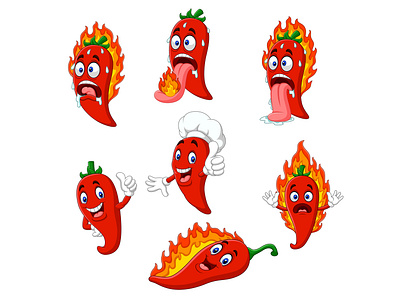 Red chili pepper character collection by Tigatelu on Dribbble