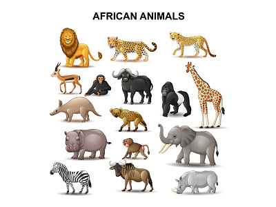 African Animals Collection adobe illustrator animal cartoon artist cartoon character cartoon illustration cartoonist graphic designer illustrator mascot design vector illustration