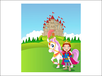 Prince and horse animal cartoon castle emperor empire fairytale fantasy horse illustration king knight medieval monarch nobility palace pegasus pony prince unicorn warrior