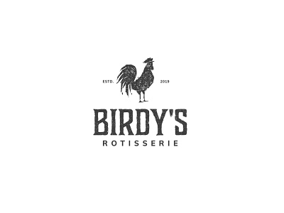 Birdy s Rotisserie black character charcoal chicken design illustration logo restaurant rustic shop