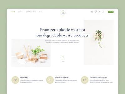 Eco hub website branding eco friendly products graphic design green palette interface minimal design product service ui ux uxui web website zero plastic waste