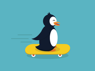 Peter the Skateboarding Penguin :) animal animals blue cute animals graphic design penguin vector yellow
