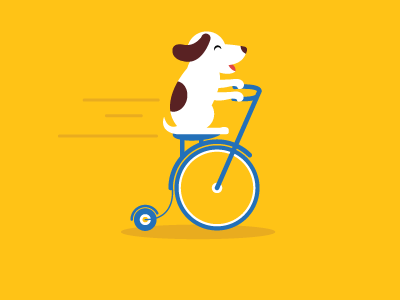 Doug the Biking Dog animal bike cute design dog vector yellow