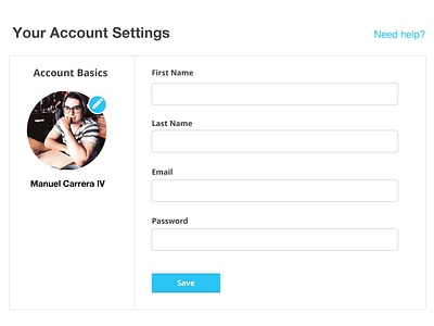 Acount Settings UI account design desktop edit form page settings ui web