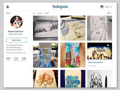 Instagram for Desktop design instagram layout profile ui ux web