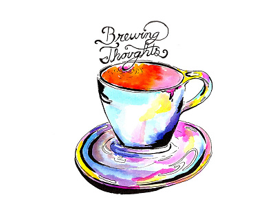 Brewing Thoughts brewing coffee colors drawing mug sketch watercolor