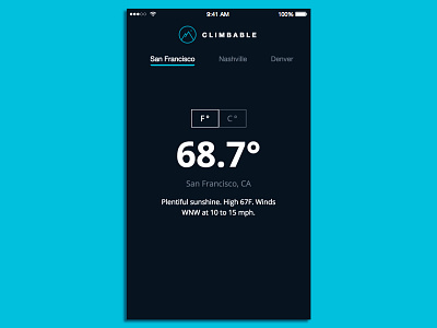 Climbable V3 app branding climbing flat ios mobile weather weather app