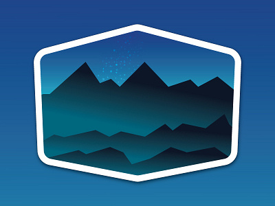 Mountains badge design flat gradient mountains sky stars