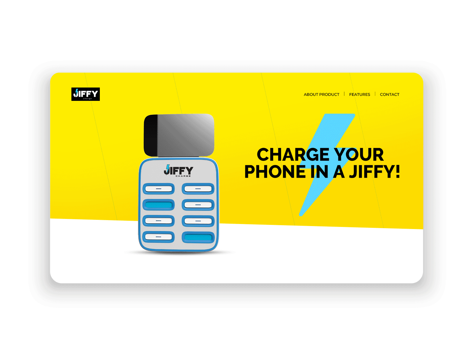 Jiffy Charge Banner banner design minimal product ui web website