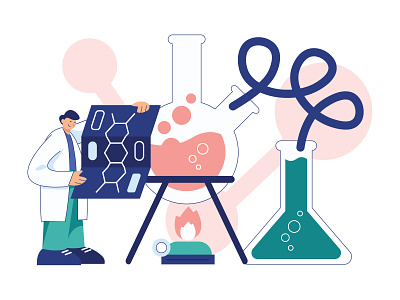 Chemical Laboratory experiment 3 character character design flat design illustration laboratory scientist ui vector web