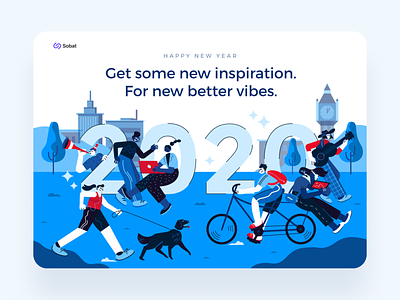 New Year 2020 - Illustration 2020 2020 trend blue character character design city garden color digital flat design happy new year header holiday illustration inspiration landing page landscape illustration new year ui ux vector